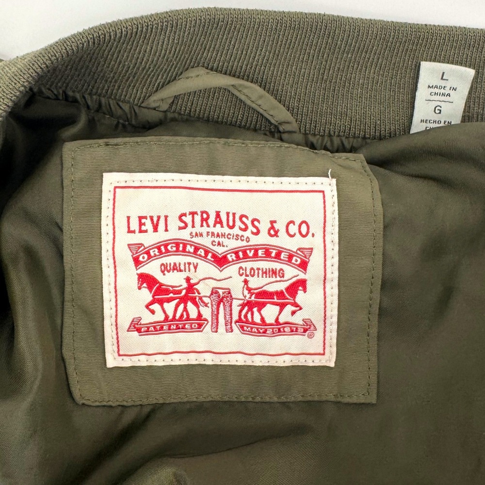 Levi's Women's L Melanie Newport Bomber Jacket Coat Olive Green Utility Zip Up - Picture 5 of 12